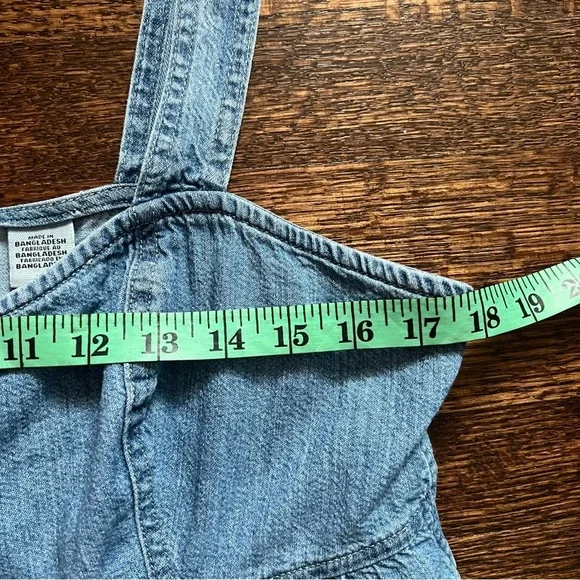 Levi’s Denim Mini Dress Size Large Button Front Tiered Sleeveless Blue - Picture 6 of 13